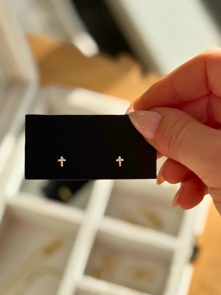 Tiny Cross Stud Earrings