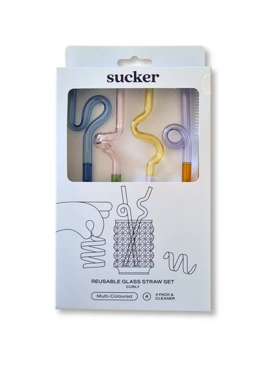 Curly Glass Straw Set