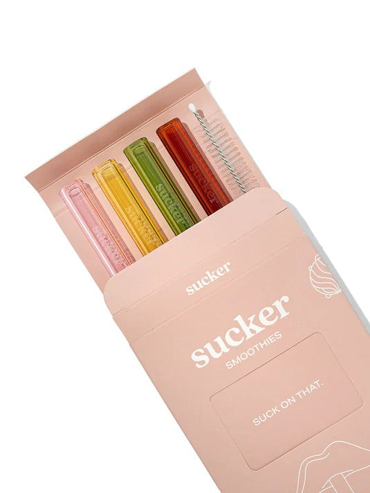 Smoothie Glass Drinking Straw Set