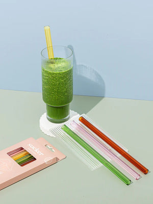Smoothie Glass Drinking Straw Set
